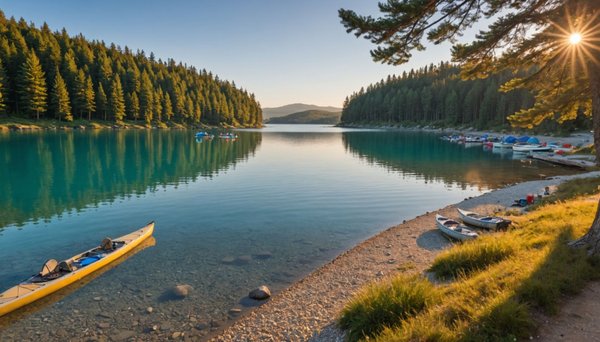 Lac de pareloup activités : eaux cristallines, plages de galets avec le camping le caussanel